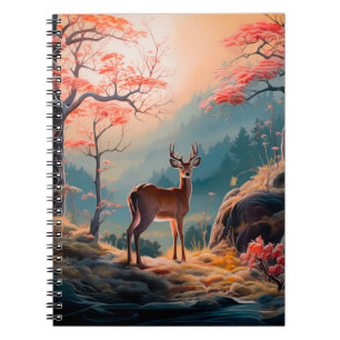 Betoverend herfst herten bos scene ontwerp notitieboek