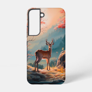 Betoverend herfst herten bos scene ontwerp samsung galaxy hoesje