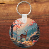 Betoverend herfst herten bos scene ontwerp sleutelhanger (Voorkant)