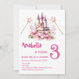 Betoverend sprookje Pink Kids Verjaardagsfeest Kaart