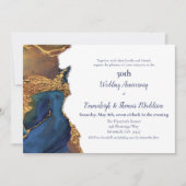 Betoverende Abstracte Blauwe Gouden Huwelijksjubil Kaart (Voorkant)