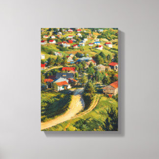 Betoverende bergdorpsimpressionistische landschap canvas afdruk