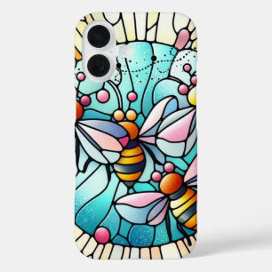 Betoverende Bijen Glas-in-Lood Effect iPhone 16 Hoesje
