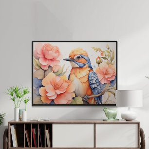 Betoverende Bird Floral Bird Lover Gift Poster