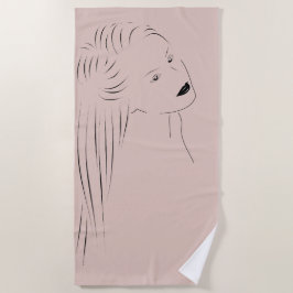 Betoverende Black Line Art Vrouw Visual Strandlaken