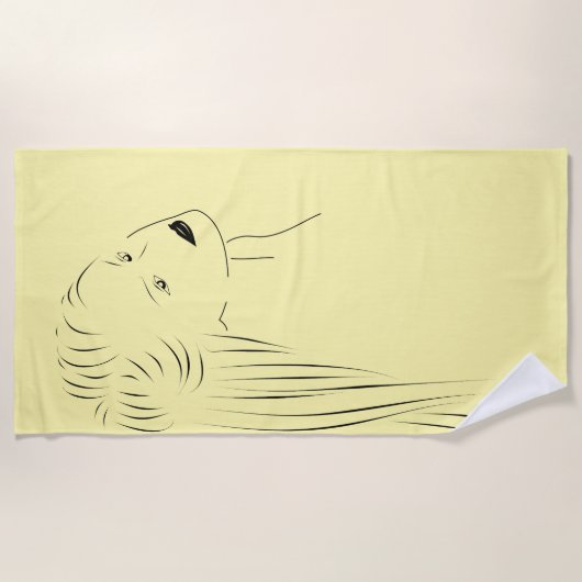 Betoverende Black Line Art Vrouw Visual Strandlaken (Voorkant)