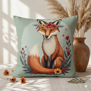 Betoverende bloemenvos bosland volks kunst kussen