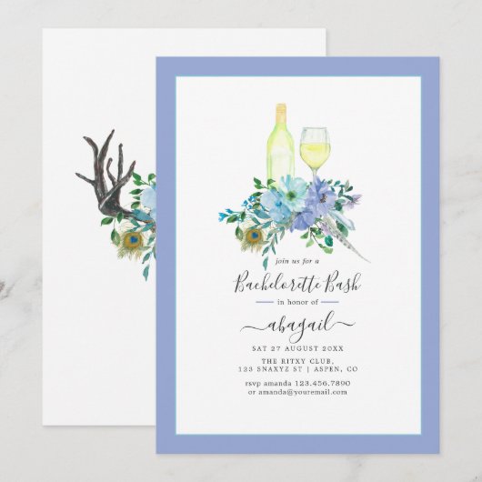 Betoverende Boho Wine Bachelorette Celebration Kaart (Voorkant / Achterkant)