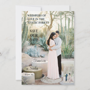 betoverende bos Romance fluisteren liefde foto Save The Date