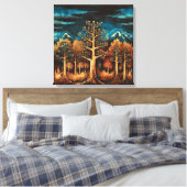 Betoverende bruine herten in Fractal Forest Waterv Canvas Afdruk (Insitu (Slaapkamer))