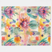 Betoverende cactustuin in levendige kleuren fleece deken (Voorkant (Horizontaal))