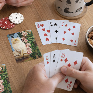 Betoverende Crème Roos Perzische Kat Bos Dryade Pokerkaarten