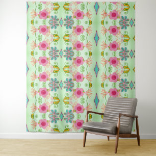 Betoverende eclectische tuin: diverse bloemen scho wandkleed
