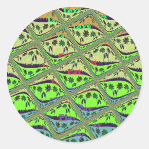 Betoverende eclectische tuin geruite bloemige scho ronde sticker