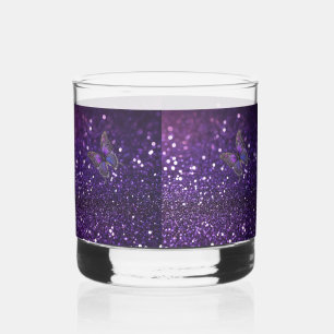 Betoverende elegantie: de Paarse Sparkle Butterfly Whisky Glas