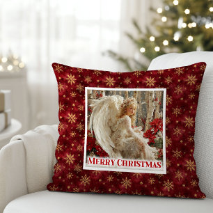 Betoverende Engel Rood Goud Gezellige Kerst Cadeau Kussen