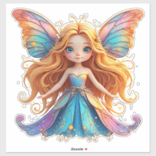 Betoverende Fantasie Elf met Kleurrijke Vleugels Sticker