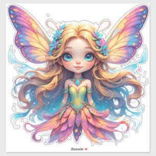 Betoverende Fantasyfee met Kleurrijke Vleugels Sticker