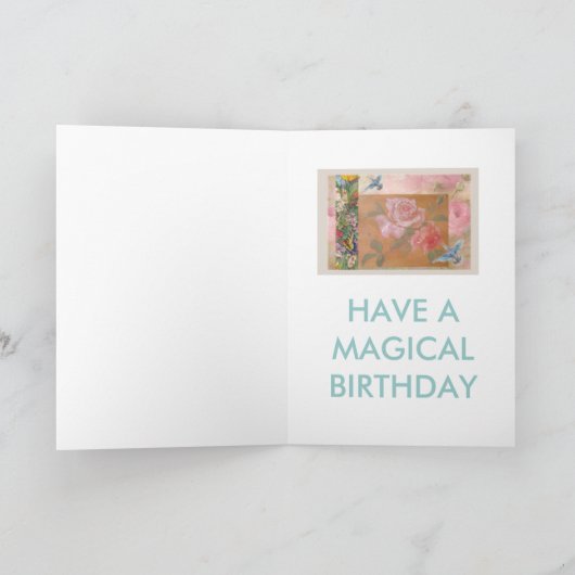 Betoverende feeërieke violette verjaardagsgroet kaart (Binnen)
