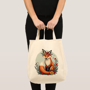 Betoverende Floral Fox Woodland Folk Art Tote Bag