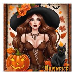 Betoverende Halloween Woman Wall Art - Autumnal Foto Afdruk
