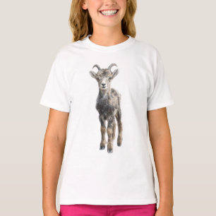 Betoverende handgeschilderde berggeit portretkunst t-shirt