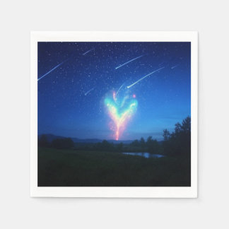 Betoverende hartvormige Bokeh Night Sky achtergron Servet