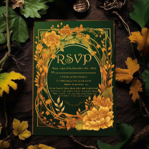 Betoverende herfstthema Druid Hill RSVP-huwelijk RSVP Kaartje