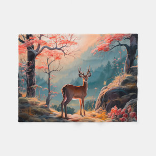 Betoverende herten Forest Scene Design Fleece Deken