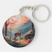 Betoverende herten Forest Scene Design Sleutelhanger (Achterkant)