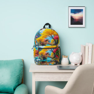 Betoverende Japanse Tuin Kunst Kinderen Bedrukte Rugzak