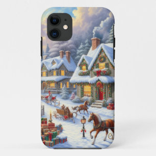 Betoverende kerst dorp scène iPhone 11 hoesje