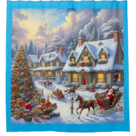 Betoverende kerst dorp scène douchegordijn