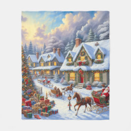 Betoverende kerst dorp scène fleece deken
