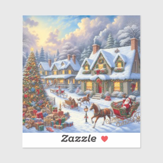 Betoverende kerst dorp scène sticker (Vel)
