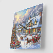 Betoverende kerst dorp scène vierkante klok (Hoek)