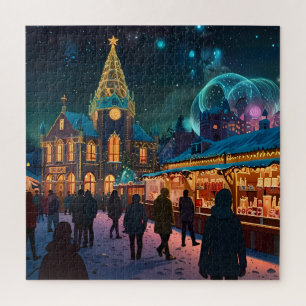 Betoverende kerstmarkt stad Winter Wonderland Legpuzzel
