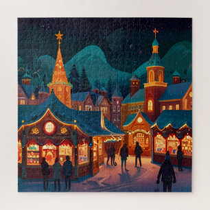 Betoverende kerstmarkt stad Winter Wonderland Legpuzzel