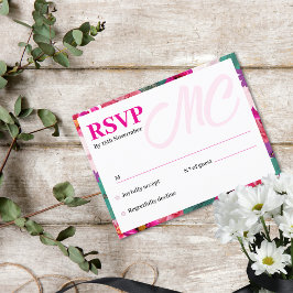 Betoverende moderne Romance Garden RSVP-kaart Uitnodiging Briefkaart
