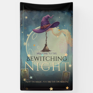 Betoverende Nacht Mystieke Halloween-feestbanner Spandoek