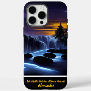 Betoverende nachtelijke watervallen met een persoo iPhone 16 pro max hoesje