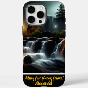 Betoverende nachtelijke watervallen met een persoo iPhone 16 pro max hoesje