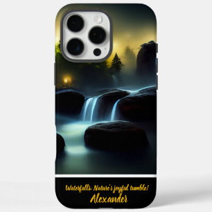 Betoverende nachtelijke watervallen met een persoo iPhone 16 pro max hoesje