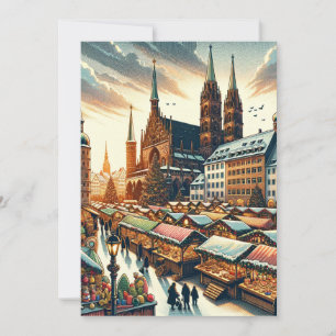 Betoverende Nuremberg Kerstmarkt Ansichtkaart Feestdagenkaart