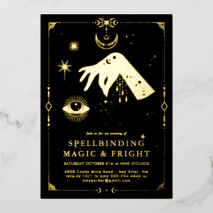 Betoverende Occulte Magie   Elegante Halloween Folie Uitnodiging