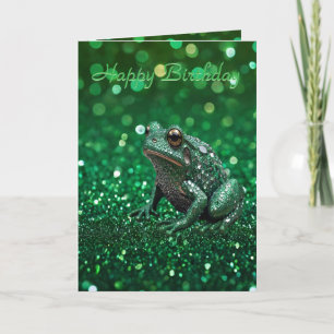 Betoverende Opkomst: De Groene Glitter Kikker Kaart