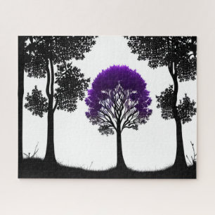 Betoverende Paarse Boom in Moonlit Forest Legpuzzel