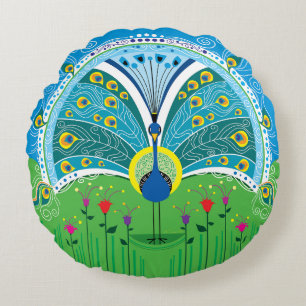 Betoverende Pauw Symmetrie Rond Kussen