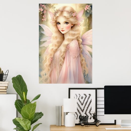 Betoverende Peach Glow Fairy Poster (Thuiskantoor)