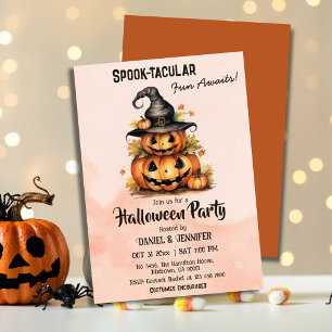 Betoverende Pompoen Heksenhoed cute Halloween Kaart